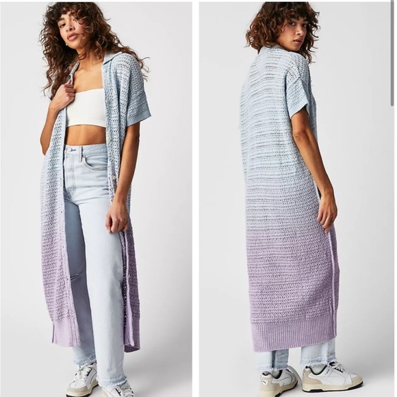 NEW Free People Alicia Ombre Open Crochet Cardigan Size Medium - Picture 2 of 9